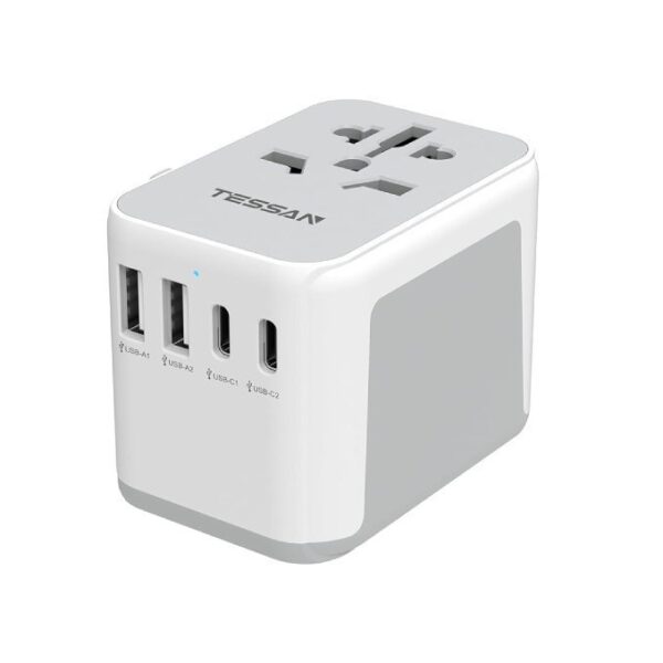 TESSAN Universal Travel Adapter Worldwide with 2 USB C and 2 USB A Ports, Universal Plug Adaptor UK to World