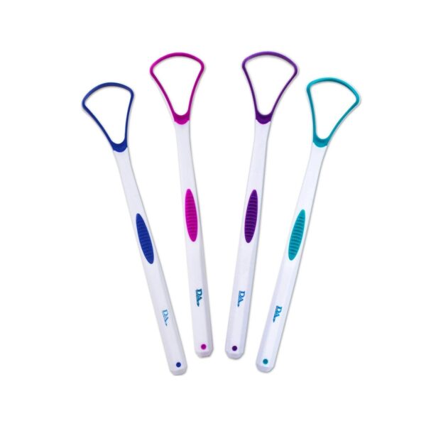 4 Tongue Scraper Cleaner ~ Soft & Gentle Silicone Head (1 of Each Colour)