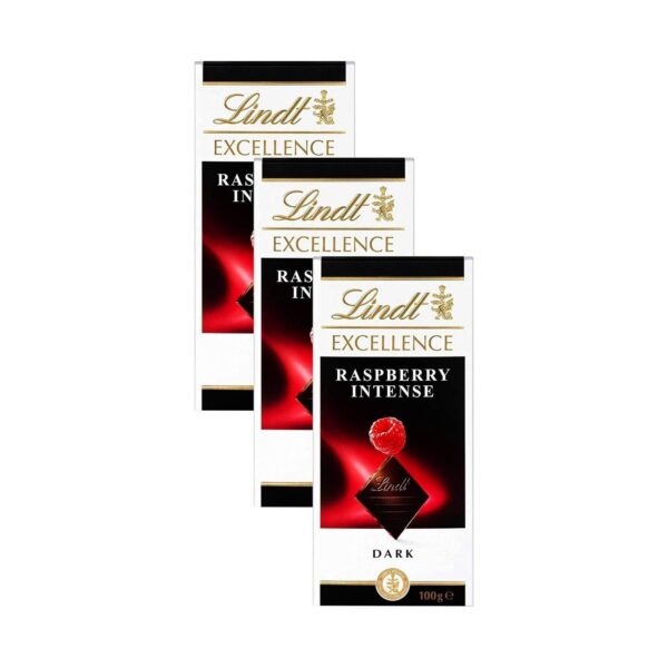 Lindt Excellence Dark Raspberry Chocolate Bar, 100g ​ (Pack of 3)