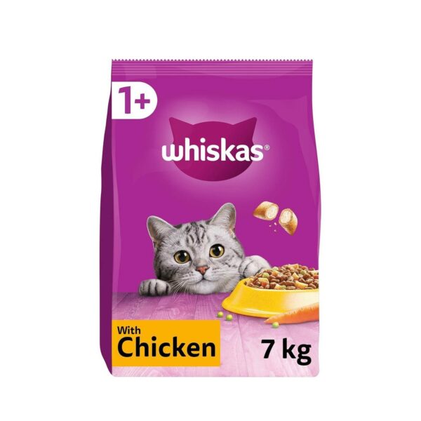 Whiskas 1+ Adult Chicken, Adult Dry Cat Food , 7 kg ( Pack of 1)