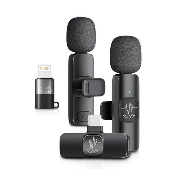 ILOS Wireless Lavalier Microphone for iPhone & Android Clip-On Mic, Noise Reduction, 65ft Range, 8H Battery, Bluetooth, Plug & Play - Ideal for Vlogging, YouTube, Podcasts, Interviews