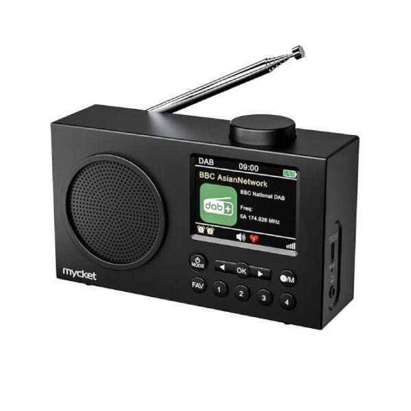 Mycket DAB Radio Portable, DAB Plus Digital Radios with Bluetooth, USB Rechargeable FM Radios, Battery Powered Small Radio,Dual Alarms Clock,Sleep Timer, 40 Presets Stations, 2.4" Large Colour Display