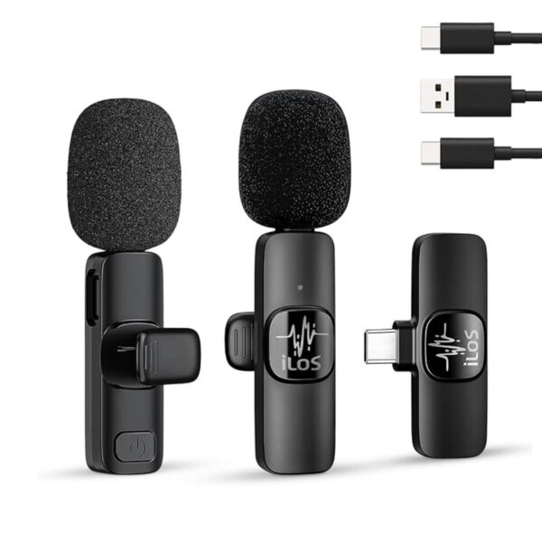 ILOS Wireless Lavalier Microphone for Android Clip-On Mic, Noise Reduction, 65ft Range, 8H Battery, Bluetooth, Plug & Play - Ideal for Vlogging, YouTube, Podcasts, Interviews