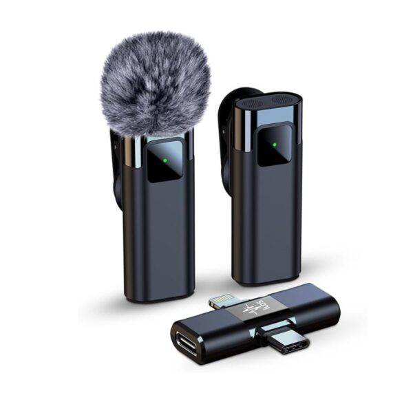 ILOS Wireless Lavalier Microphone for iPhone & Android Dual Mic Set with Magnetic Clip, Noise Reduction, Plug & Play, 98FT Range, Long Battery Life – for YouTube, Podcast, Vlogs, Interviews