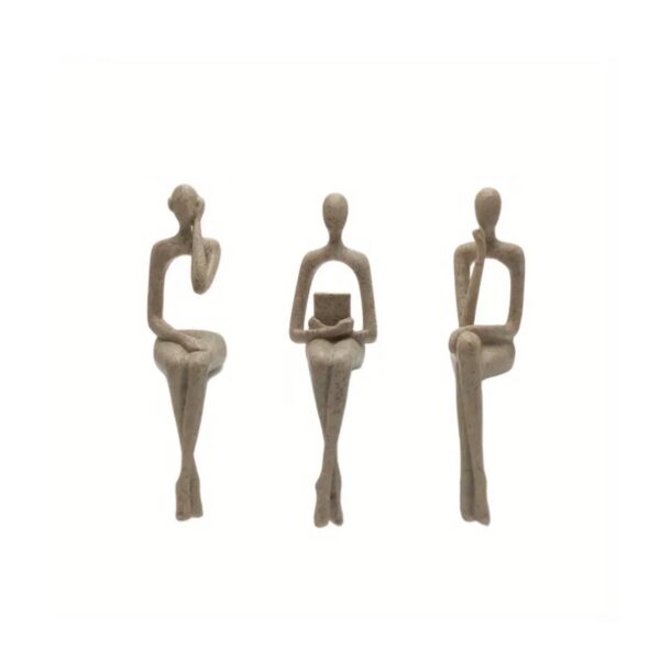 3pcs Modern Abstract Figurine Set - Resin Sculptures for Living Room Decor