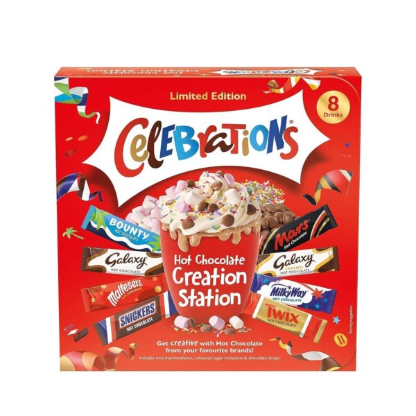 Celebrations Hot Chocolate Creation Station | Limited Edition Hot Chocolate Gift Set Featuring 8 Hot Chocolate Sachets & 3 Toppings