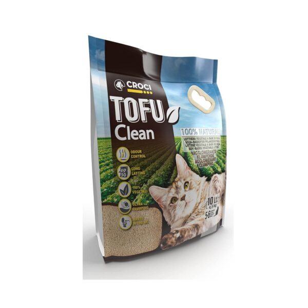 Croci Tofu Clean Litter 10L - Clumping Cat Litter, Biodegradable,