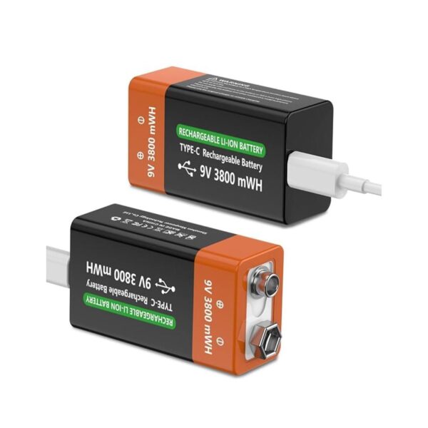 2Pack 9V Rechargeable Battery 3800mWh 9 V High Capacity Lithium Batteries