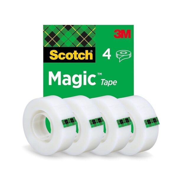 Scotch Magic Tape, 4 Rolls , 19 mm x 33 m - General Purpose Sticky Tape for Document Repair, Labelling & Sealing