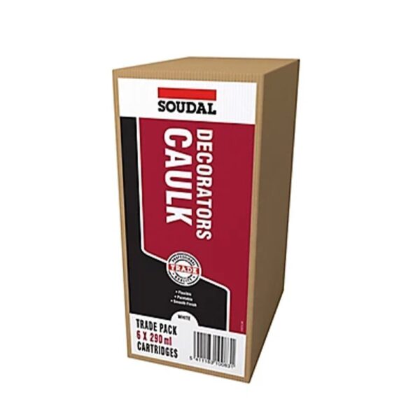 Soudal Trade Pack White Decorators caulk 290ml, Pack of 6