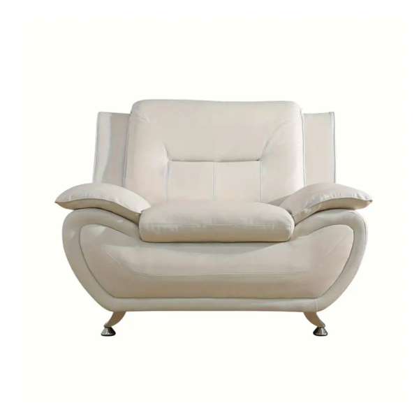 Stylish White Faux Leather 1-Seat Living Room Sofa