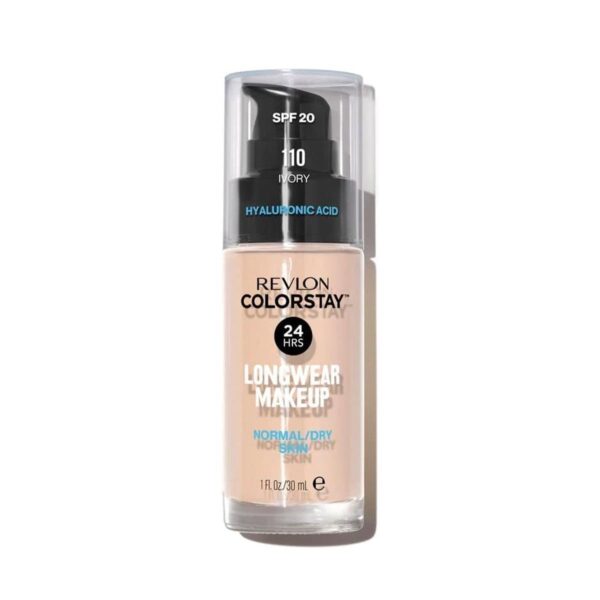 Revlon Color Stay Liquid Foundation Makeup for Normal/Dry Skin SPF 20, Longwear with Medium-Full Coverage and Natural Finish, Oil Free, 110, 30 ml (Pack of 1)