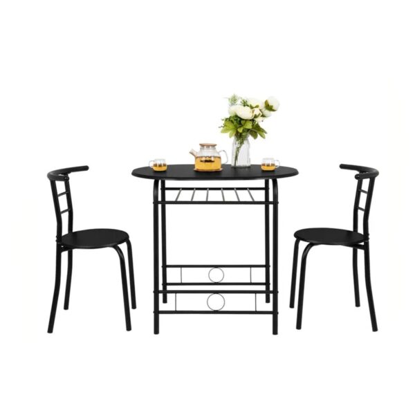 VINGLI 3 Piece Bistro Dining Set, Kitchen Compact Table Breakfast Table, Space-Saving Design Kitchen Wooden Table and 2 Chairs