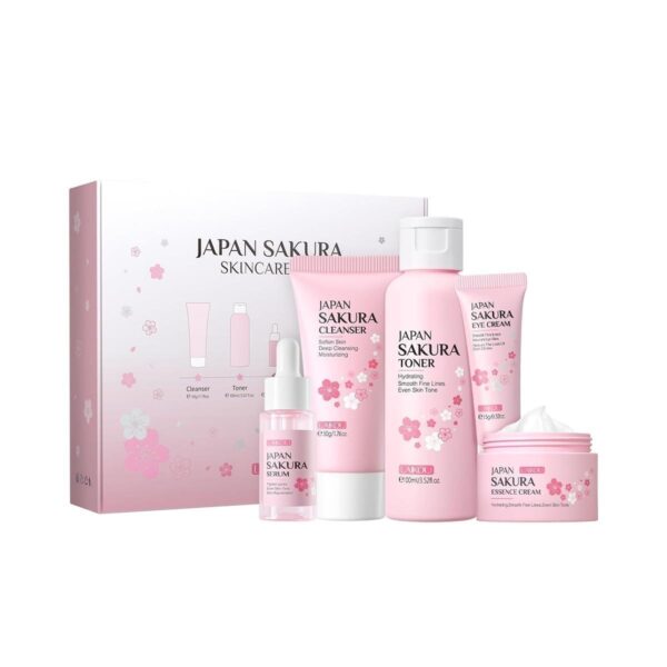 LAIKOU SkinCare Set, JAPAN Sakura Skin Care Sets & Kits - Cleanser,Toner,Face Serum,Eye Cream, Face Cream, Gift Set for Teenage Girls Women Mom Daughter Birthday, Travel Kit for All Skin Types, 5pcs