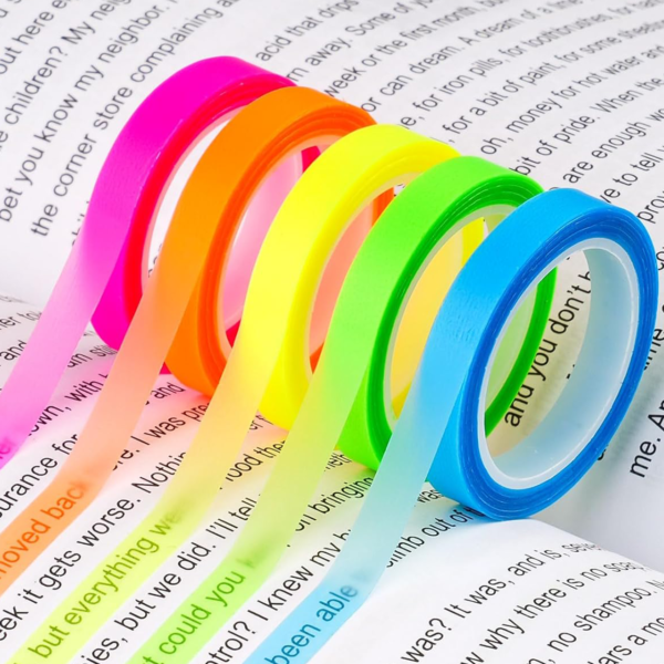 Hoiny Highlighter Tape, 10 Rolls Transparent Writable Sticky tabs, Removable Thin Sticky Notes