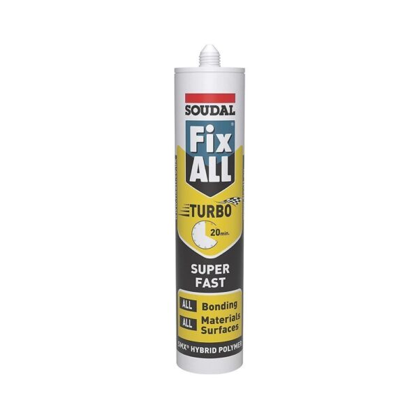 SOUDAL FIX ALL TURBO HYBRID POLYMER ADHESIVE WHITE 290ML (269KV)