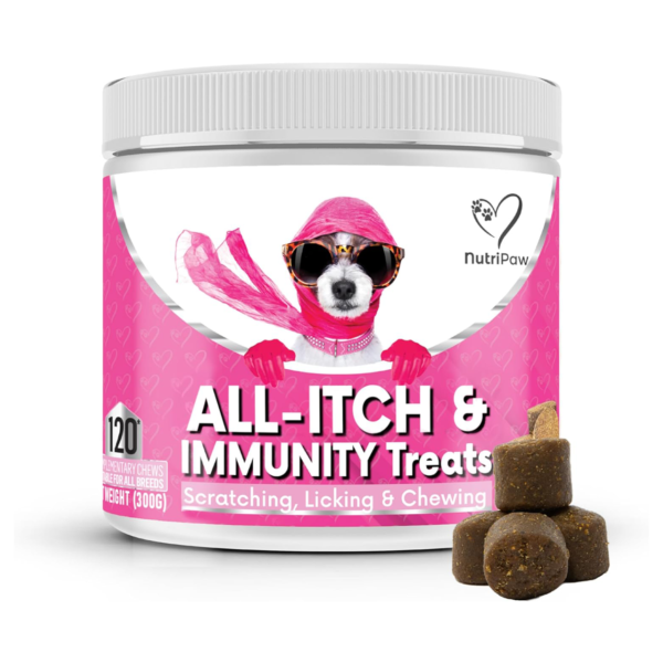 NutriPaw All-Itch Immunity Treats For Dogs - Perfect for Small, Medium & Large Dogs - Supports Seasonal Itching
