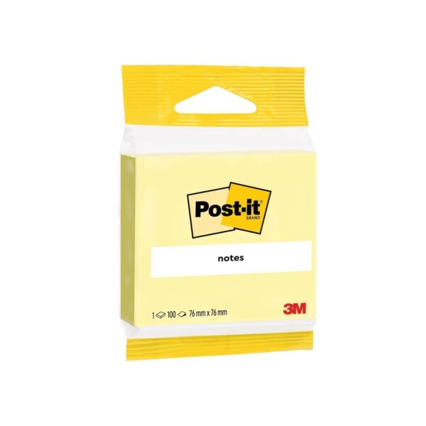 Post-it Notes, Canary Yellow, Hangable Flow Packs, 1 Pad, 100 Sheets, 76 mm x 76 mm
