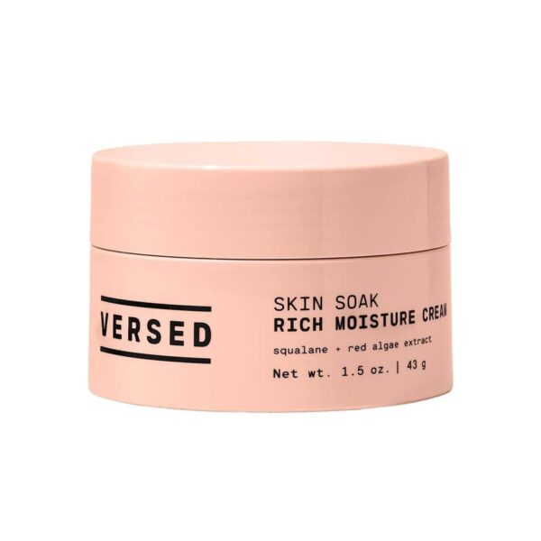 Versed Skin Soak Rich Moisture Face Cream - Daily Facial Moisturizer with Squalane Oil - Non-Greasy Night Cream for Aging, Dry Skin - Vegan