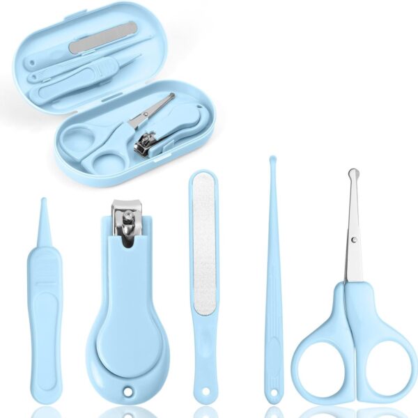 Vicloon Baby Nail Kit, 5-in-1 Baby Nail Care Set, Baby Nail Care Tool, Baby Manicure Set Includes Nail Clippers, Scissor, Earpick, Nail File and Tweezer for Newborn Infant Toddler