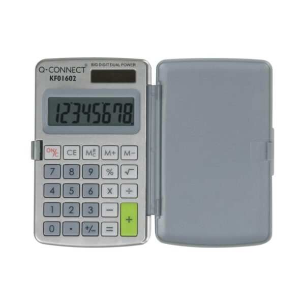Q-Connect 8-Digit Pocket Calculator Extra Large Display 99 x 58 x 6 mm KF01602