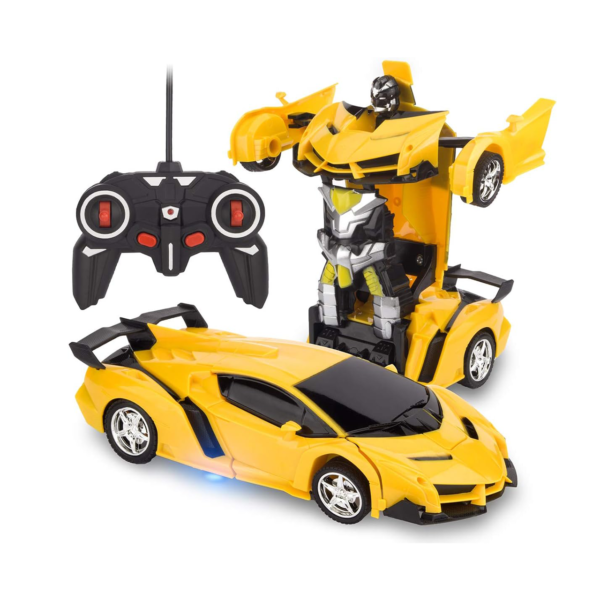 RAVSOOL Remote Control Transform Car, Rc Robot Rechargeable 360'Rotating Stunt 1:18 Deformation Racing Car Toy