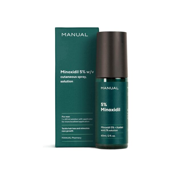 Manual 5% Minoxidil (1 x 60ml) Formula For Men - Increases Blood Flow To Follicles, 1 Month Supply