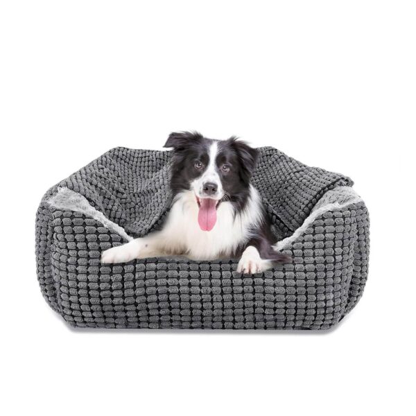 Rectangle XL Dog Bed Warm Hooded Dog Bed, Luxury Super Soft Pet Cave Bed Washable, Fits Up To 20/30/40/60lbs Pets